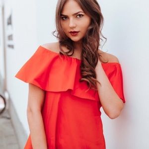 Red off shoulder top